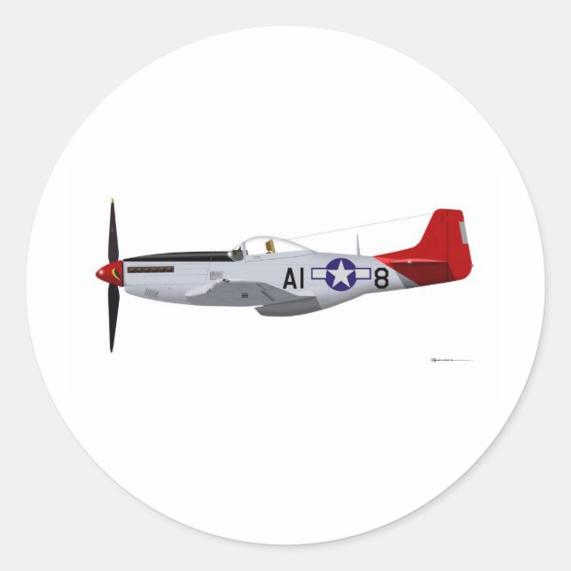 North American P-51D Mustang Tuskegee Airmen Classic Round Sticker (Front)