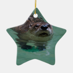 North American River Otter Ceramic Tree Decoration