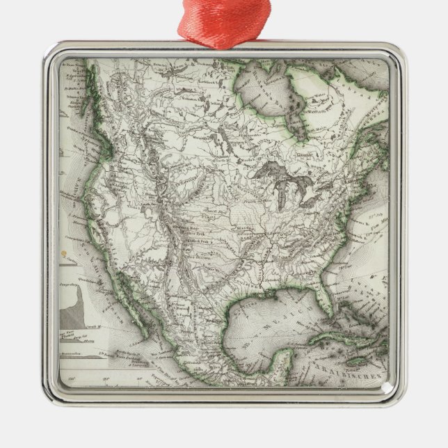 North American Rivers and Mountains Metal Tree Decoration (Front)