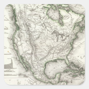 North American Rivers and Mountains Square Sticker