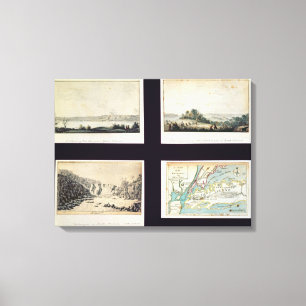 North American Scenes and a map of New York Canvas Print