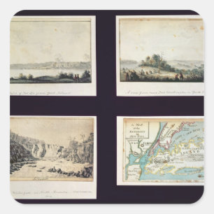 North American Scenes and a map of New York Square Sticker
