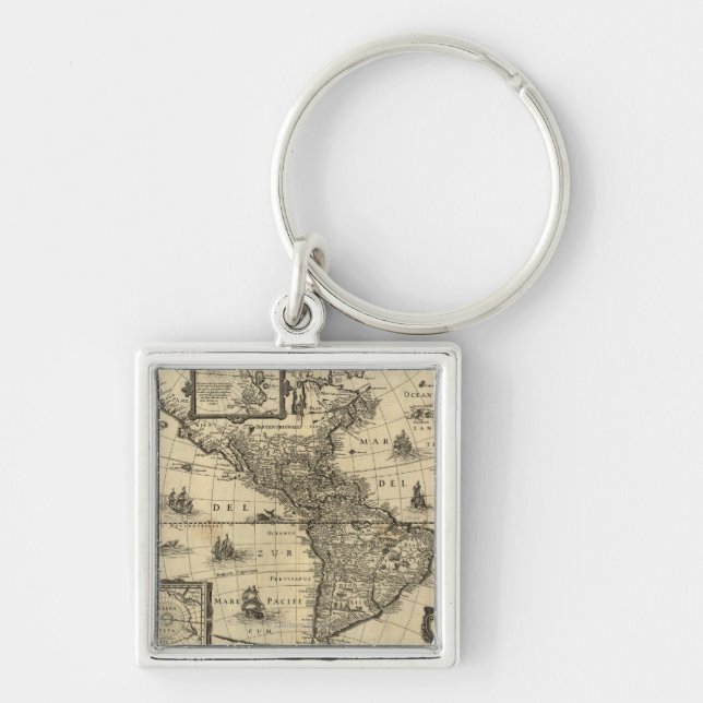 North and South America - Panoramic Map Key Ring (Front)