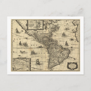 North and South America - Panoramic Map Postcard
