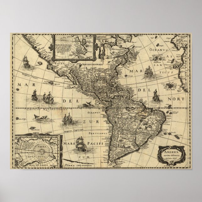 North and South America - Panoramic Map Poster (Front)