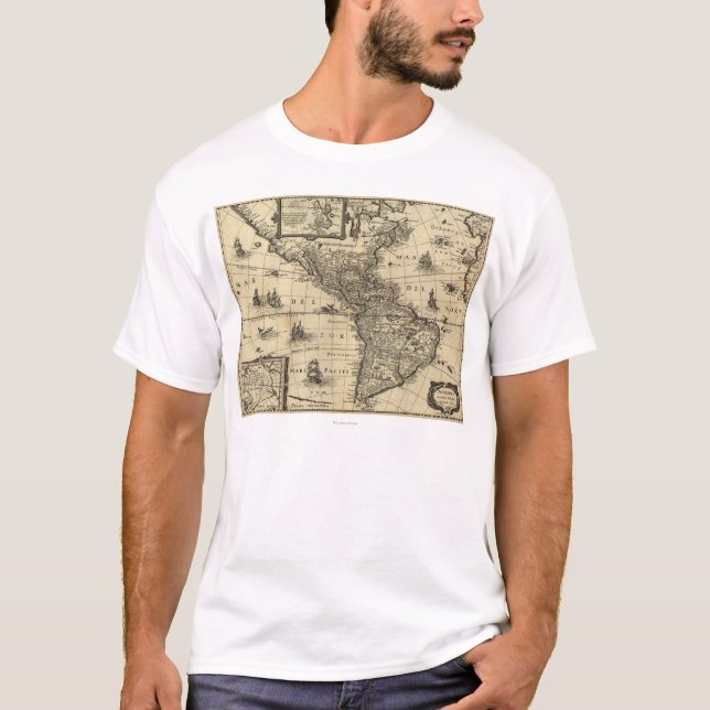 North and South America - Panoramic Map T-Shirt (Front)