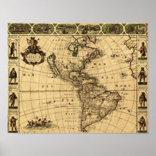 North and South AmericaPanoramic Map Poster