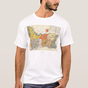North and South KoreaPanoramic Map T-Shirt