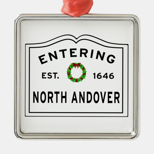 North Andover, MA Holiday Wreath Metal Tree Decoration (Front)
