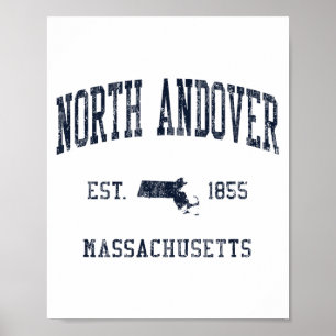 North Andover Ma Jn1 Vintage Athletic Blue Design  Poster