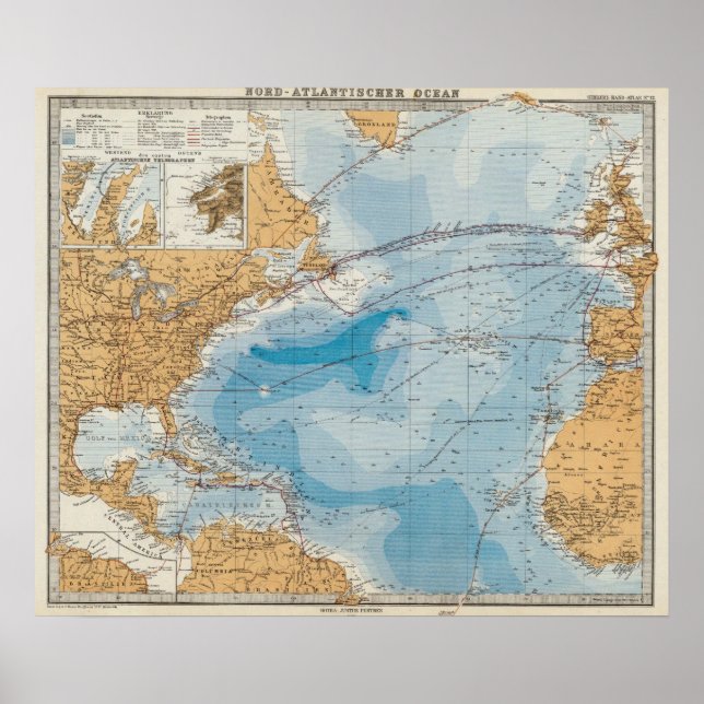 North Atlantic Ocean Map Poster (Front)