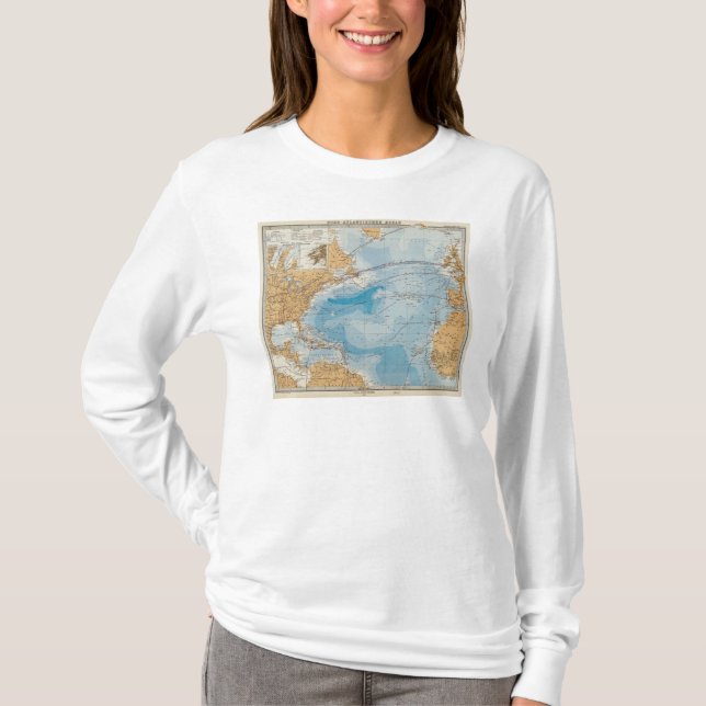 North Atlantic Ocean Map T-Shirt (Front)