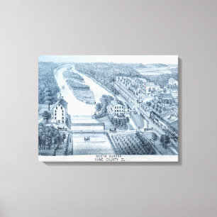 North Aurora Illinois 1871 River From Stone Litho Canvas Print