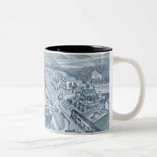 North Aurora Illinois 1871 River From Stone Litho Two-Tone Coffee Mug