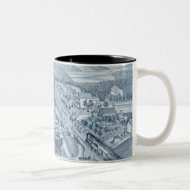 North Aurora Illinois 1871 River From Stone Litho Two-Tone Coffee Mug (Right)