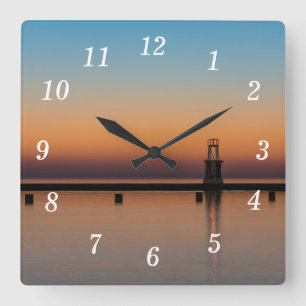 North Ave Lighthouse Sunrise Wall Clock