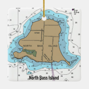 North Bass Island Lake Erie Chart Ceramic Ornament