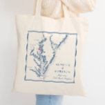 North Beach Maryland Elegant Navy Wedding Welcome Tote Bag<br><div class="desc">Celebrate your North Beach, Maryland wedding with our personalised wedding favour tote bags, featuring an elegant navy blue Chesapeake Bay map. These tote bags are a perfect match for venues like Herrington on the Bay, Chesapeake Beach Resort & Spa, and Running Hare Vineyard, adding a special touch to your wedding...</div>