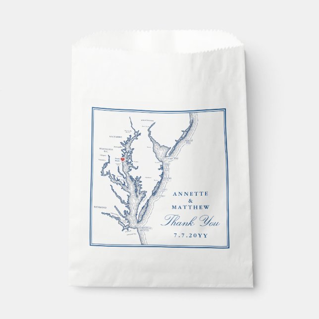 North Beach Maryland Thank You Wedding Favour Bags (Front)