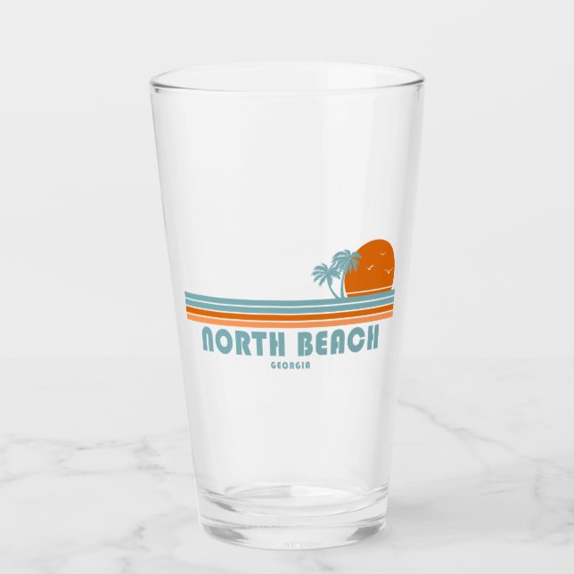 North Beach Tybee Island Georgia Sun Palm Trees Glass (Front)