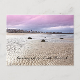 North Berwick beach in Scotland, postcard