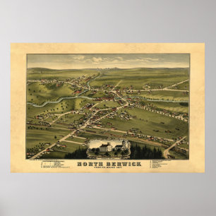 North Berwick ME Panoramic Birdseye View 1877 Poster