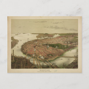 North Boston Massachusetts 1877 by John Bachmann Postcard