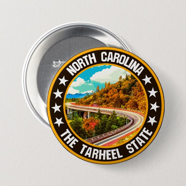 North Carolina                                     7.5 Cm Round Badge (Front & Back)
