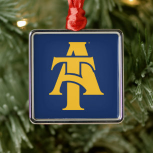 North Carolina A&T State University   A Logo Metal Tree Decoration