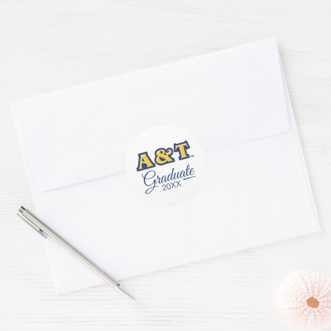 North Carolina A&T State University | A&T Wordmark Classic Round Sticker (Envelope)