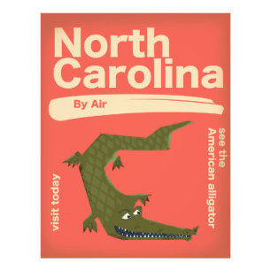 north Carolina Alligator travel poster