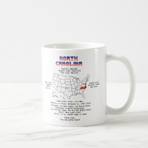North Carolina American state on a map and details Coffee Mug