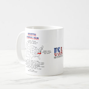 North Carolina American state on a map and details Coffee Mug