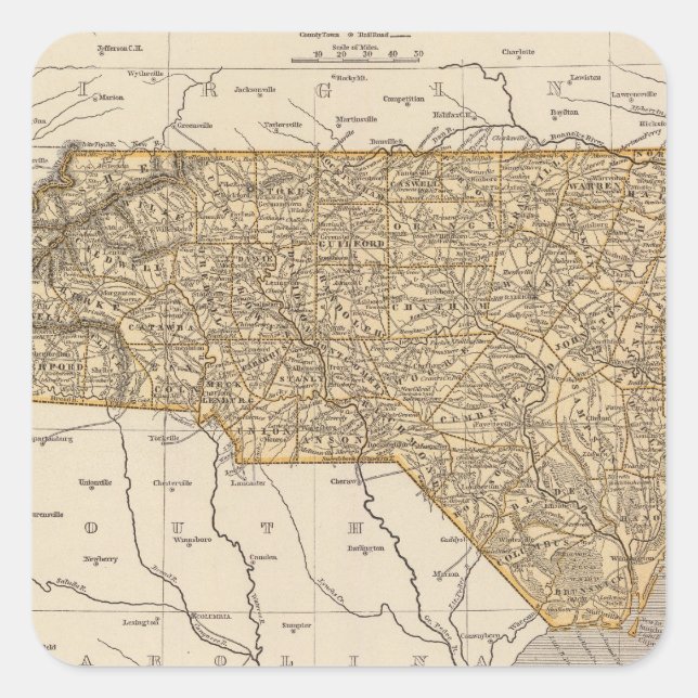 North Carolina Atlas Map Square Sticker (Front)