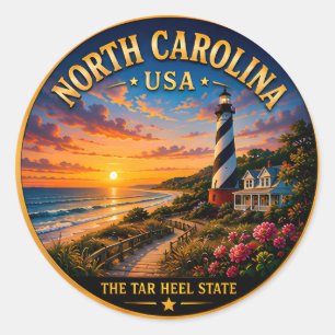 North Carolina Beach Vacation Memories 🟡 Classic Round Sticker