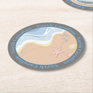 North Carolina Beaches Round Paper Coaster