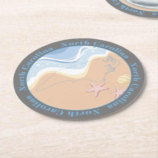 North Carolina Beaches Round Paper Coaster (Angled)