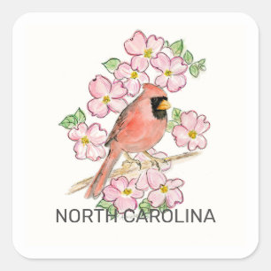 North Carolina bird flower Square Sticker