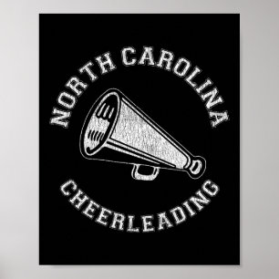 North Carolina Cheer Distressed Retro 90's Cheerle Poster