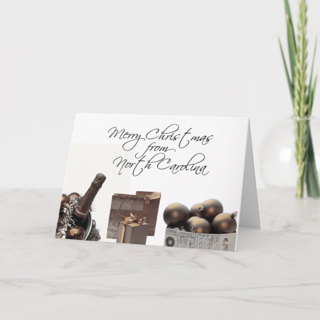 North Carolina  Christmas Card, state specific Holiday Card (Front)