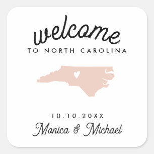 NORTH CAROLINA Destination Wedding ANY COLOR  Square Sticker