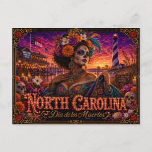 North Carolina Día de los Muertos Retro Postcard