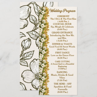 North Carolina Dogwood Wedding Program Card