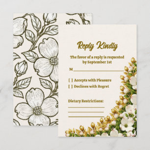 North Carolina Dogwood Wedding RSVP Card