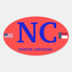 North Carolina* European Style Oval Sticker