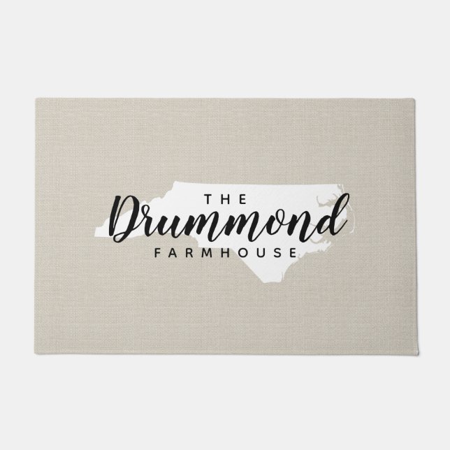 North Carolina Family Monogram State Doormat (Front)