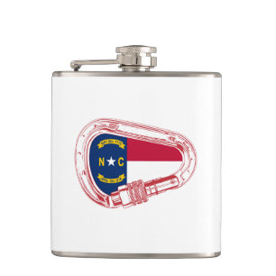 North Carolina Flag Climbing Carabiner Hip Flask