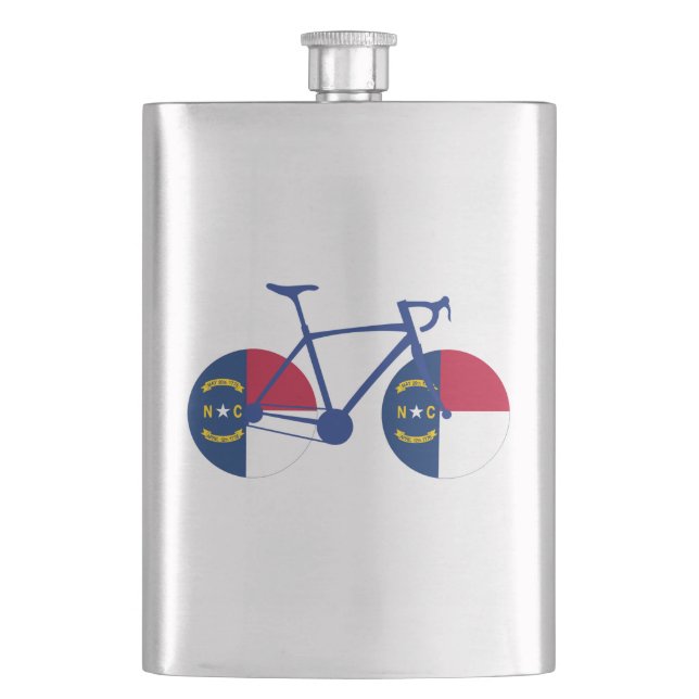 North Carolina Flag Cycling Hip Flask (Front)