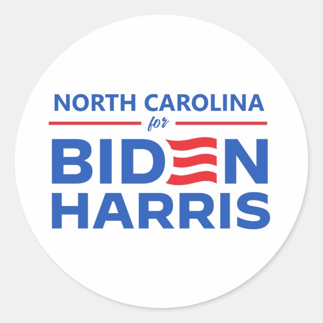North Carolina for Biden Harris Classic Round Sticker (Front)