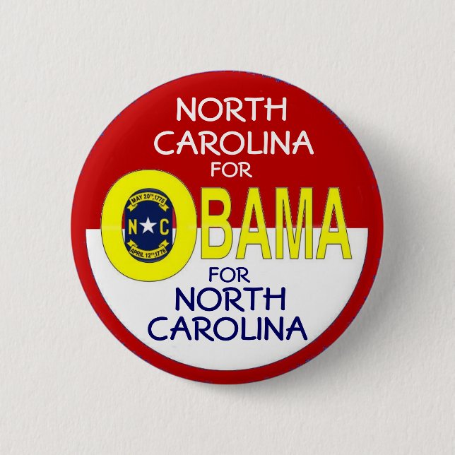 NORTH CAROLINA FOR OBAMA Button (Front)